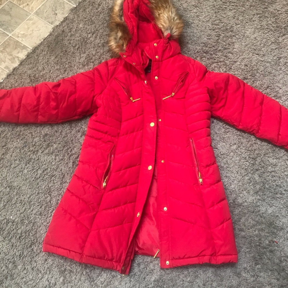 Red beautiful winter coat